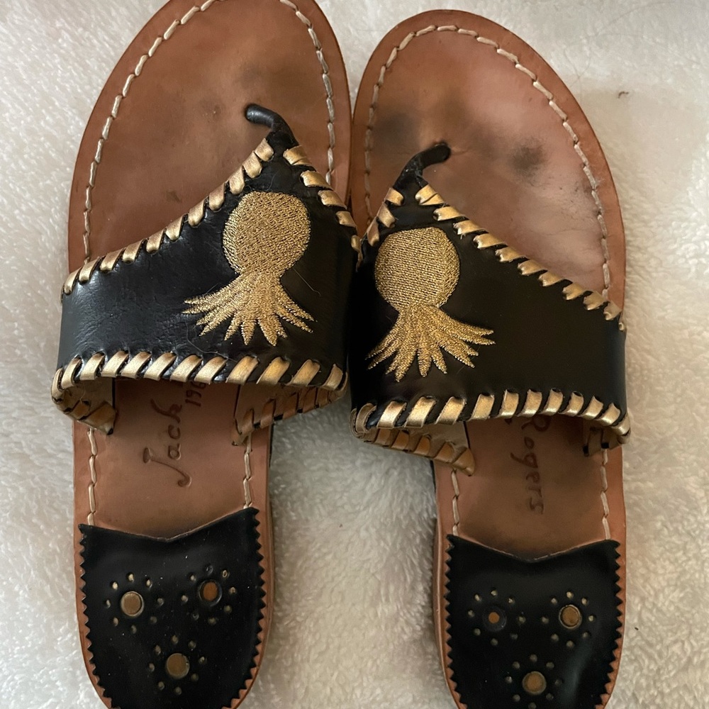 Jack Rogers Pineapple Embroidered Thong Sandal